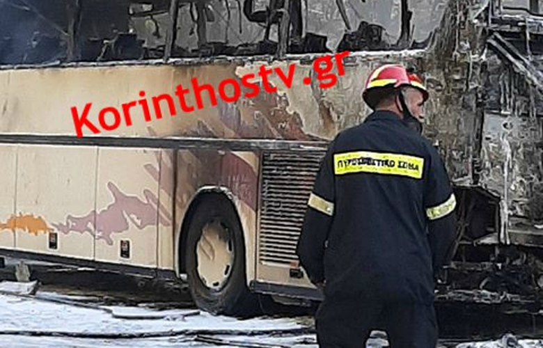 Λεωφορείο άρπαξε φωτιά εν κινήσει στην Εθνική οδό Πρέβεζας – Ηγουμενίτσας