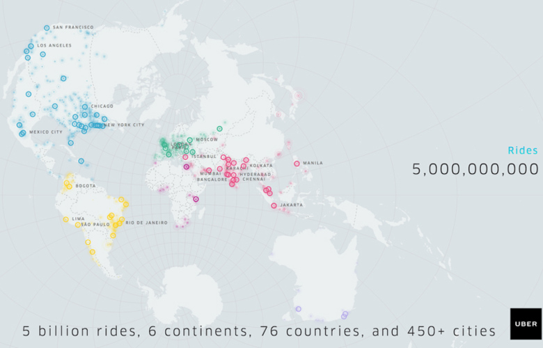 Η UBER γιορτάζει 5 δισεκατομμύρια μετακινήσεις παγκοσμίως