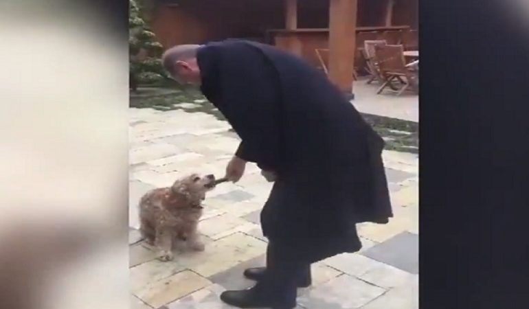 Ο ευαίσθητος Ερντογάν τάισε ένα σκυλάκι με αγγούρι