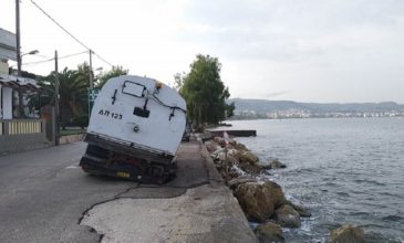 Η άσφαλτος «ρούφηξε» μηχάνημα του Δήμου στην Πάτρα