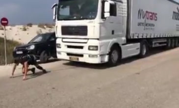 Σύγχρονος Κουταλιανός στη Λευκάδας σέρνει φορτηγό 14,5 τόνων