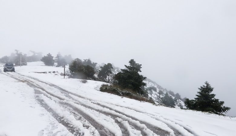Πυκνή χιονόπτωση στην Πάρνηθα