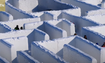 Ζευγάρι στον Καναδά δημιούργησε τον μεγαλύτερο λαβύρινθο από χιόνι