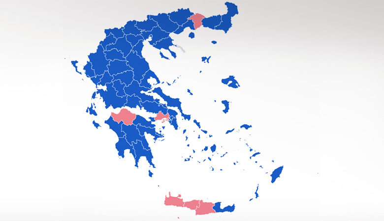 Εθνικές εκλογές 2019: Πρωτιά της ΝΔ σε 49 από τις 59 εκλογικές περιφέρειες