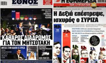 Τα πρωτοσέλιδα των εφημερίδων για το εκλογικό αποτέλεσμα