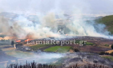 Μεγάλη φωτιά απείλησε σπίτια στο χωριό Δίβρη, βόρεια της Λαμίας