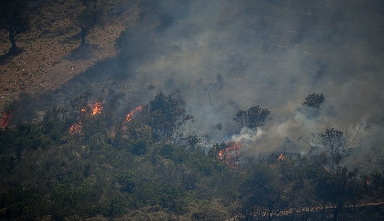 Φωτιά καίει χαμηλή βλάστηση στο Μαρκόπουλο