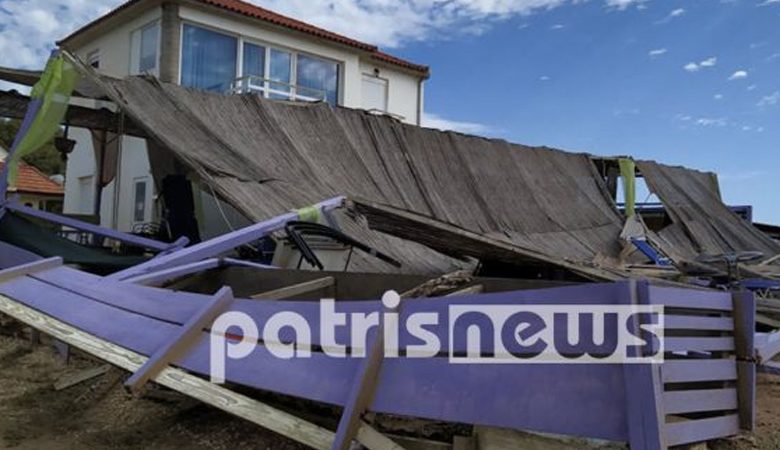 Οι δυνατοί άνεμοι «σήκωσαν» παραλιακό κατάστημα στην Κουρούτα