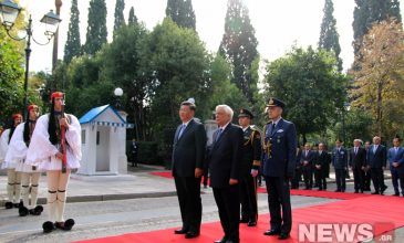 Η άφιξη του Κινέζου προέδρου Σι Τζινπίνγκ στο Προεδρικό Μέγαρο