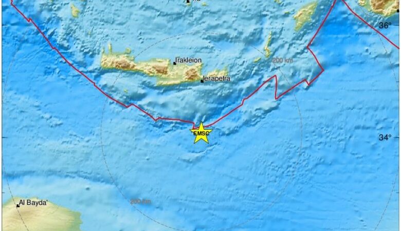 Ισχυρός σεισμός τώρα ανοιχτά της Κρήτης