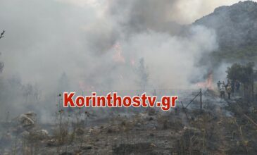 Μεγάλη φωτιά στην Κόρινθο – Πληροφορίες για εκκένωση οικισμών και κατασκήνωσης