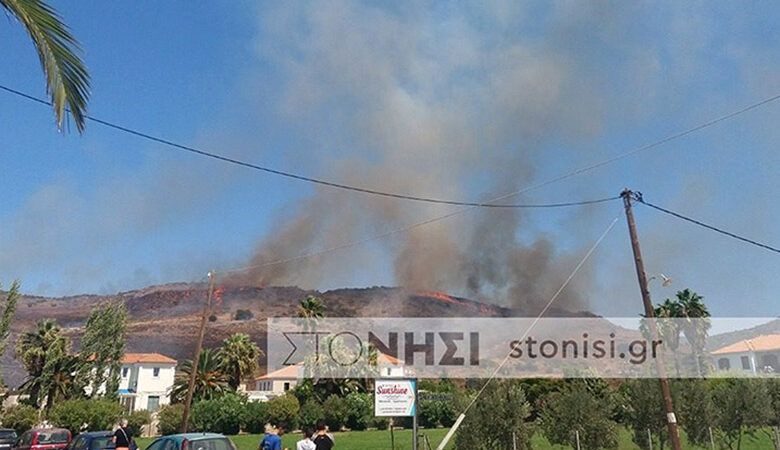 Φωτιά ξέσπασε μεταξύ Πέτρας και Μολύβου στη Μυτιλήνη