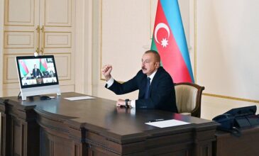 Αζερμπαϊτζάν: Ο πρόεδρος Αλίεφ ύψωσε τη σημαία της χώρας στην πρωτεύουσα του Ναγκόρνο Καραμπάχ