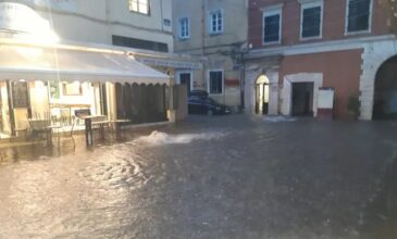 Σφοδρή καταιγίδα πλήττει την Κέρκυρα