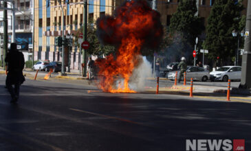 Ένταση και μολότοφ στο κέντρο της Αθήνας