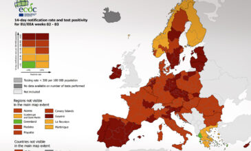 Ο χάρτης της πανδημίας στην Ευρώπη: Στο «πορτοκαλί» η Ελλάδα – Η μόνη χώρα με «πράσινες» περιοχές