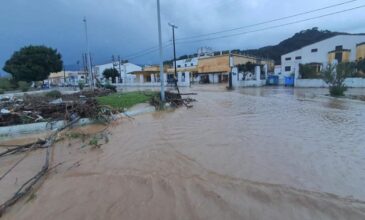 Πλημμύρες και καταστροφές στη Σάμο από τις ισχυρές βροχοπτώσεις