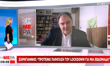 Σαρηγιάννης: Προτείνω παράταση του lockdown για μια βδομάδα