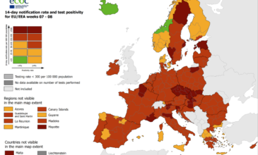 Ο χάρτης της πανδημίας στην Ευρώπη: Στο «κόκκινο» η μισή Ελλάδα – Πού βρίσκεται η χώρα στο δείκτη θετικότητας