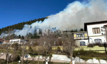 Μεγάλη φωτιά κοντά σε γνωστό ξενοδοχείο στο Καρπενήσι