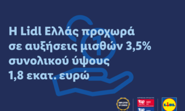 Η Lidl Ελλάς προχωρά σε αυξήσεις μισθών 3,5% συνολικού ύψους 1,8 εκατ. ευρώ