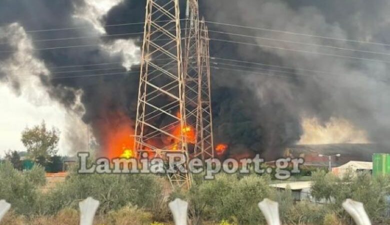 Μεγάλη πυρκαγιά σε εργοστάσιο στα Οινόφυτα