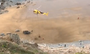 Απίθανο βίντεο με διάσωση εγκλωβισμένου ταύρου 800 κιλών με ελικόπτερο