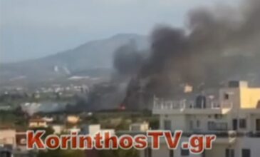 Μεγάλη πυρκαγιά κοντά σε κατοικημένη περιοχή στο Κιάτο Κορινθίας