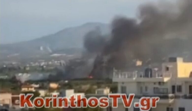 Μεγάλη πυρκαγιά κοντά σε κατοικημένη περιοχή στο Κιάτο Κορινθίας