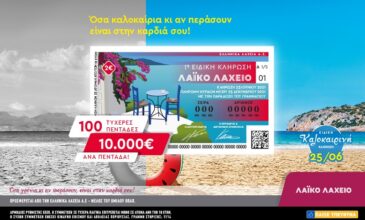 Λαϊκό Λαχείο: Μοιράζει 10.000 ευρώ σε 100 τυχερούς την Παρασκευή 25 Ιουνίου