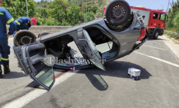 Σοκαριστικό τροχαίο στα Χανιά: Αυτοκίνητο «έσκασε» σε νησίδα και εκτινάχθηκε 500 μέτρα μακριά