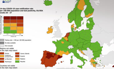 Κορονοϊός: «Πορτοκαλί» ξανά Αττική και Κρήτη στο χάρτη του ECDC