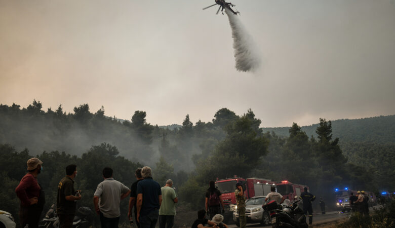 Φωτιά στα Βίλια: Οι φλόγες πλησιάζουν τους οικισμούς Οινόη και Πανόραμα – Στη μάχη και το ρωσικό Beriev