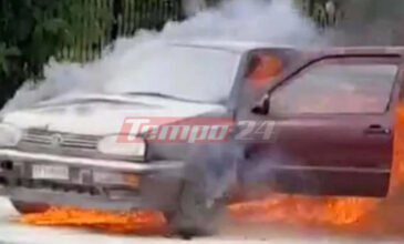 Πάτρα: «Λαμπάδιασε» αυτοκίνητο σταματημένο σε φανάρι – Δείτε τα βίντεο