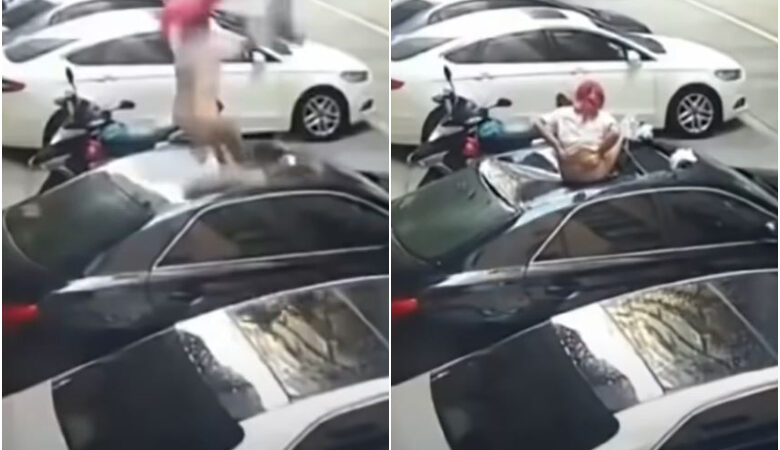 Σοκαριστικό βίντεο: Έπεσε από μπαλκόνι «την ώρα που έκανε σεξ» και έσκασε σε οροφή αυτοκινήτου