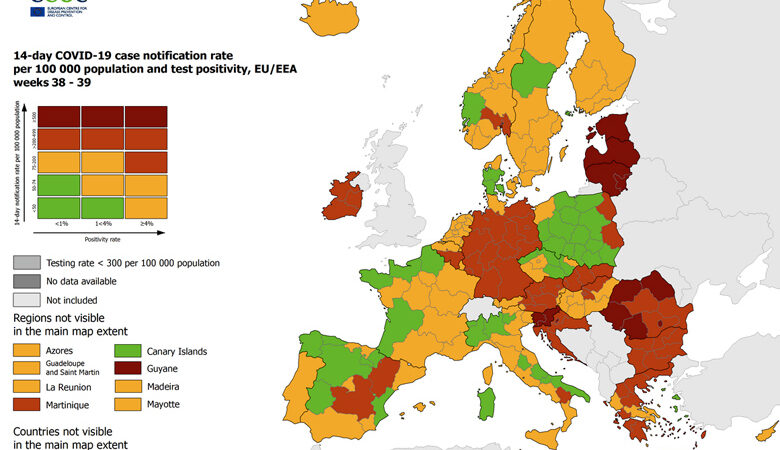 ECDC: Στο «πορτοκαλί» η Ελλάδα – Ποιες περιοχές βρίσκονται στο «κίτρινο»