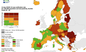 ECDC: Ποιες περιοχές της Ελλάδας μπαίνουν στο «κόκκινο» – Ποιες υποχώρησαν στο «πράσινο»