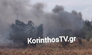 Πυρκαγιά ξέσπασε κοντά στον Προαστιακό στην Κόρινθο