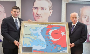 Αντιδρά η Ελλάδα για τον «προκλητικό χάρτη» Μπαχτσελί: Δείχνει τουρκικό το μισό Αιγαίο και την Κρήτη