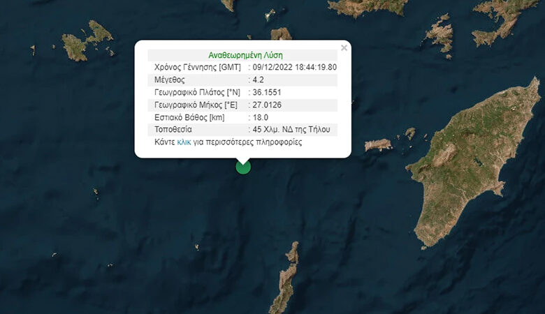 Τήλος: Σεισμός 4,2 Ρίχτερ δόνησε το νησί