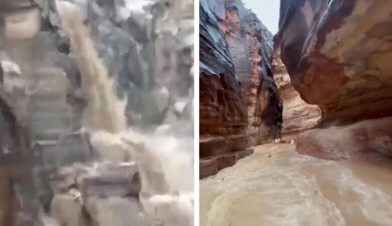 Απόκοσμες εικόνες στην αρχαία Πέτρα της Ιορδανίας: Ποτάμια και καταράκτες τα μονοπάτια της πόλης από τις πλημμύρες