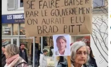 Γαλλία: Viral η συνταξιούχος με το πλακάτ «Αν θέλαμε να μας γ@@@ει  η κυβέρνηση, θα είχαμε ψηφίσει τον Μπραντ Πιτ»