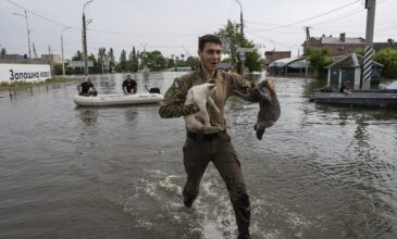 Ουκρανία: Οι διασώστες δίνουν αγώνα για να σώσουν κατοικίδια στις πλημμυρισμένες περιοχές