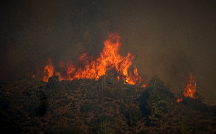 Σαράντι Βοιωτίας: Μεγάλη φωτιά και δύσκολη νύχτα