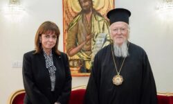 Στην Ηλεία η Κατερίνα Σακελλαροπούλου με τον Οικουμενικό Πατριάρχη Βαρθολομαίο