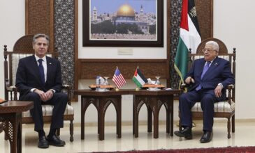 Τη στήριξή των ΗΠΑ σε απτά μέτρα για τη δημιουργία Παλαιστινιακού κράτους επανέλαβε ο Μπλίνκεν στον Αμπάς
