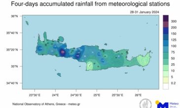 Μέχρι και 220 χιλιοστά έφτασε το ύψος της βροχής στην Κρήτη στη διάρκεια της κακοκαιρίας