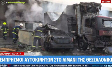 Φωτιά σε πάρκινγκ στο λιμάνι της Θεσσαλονίκης – Καταστράφηκαν οχήματα