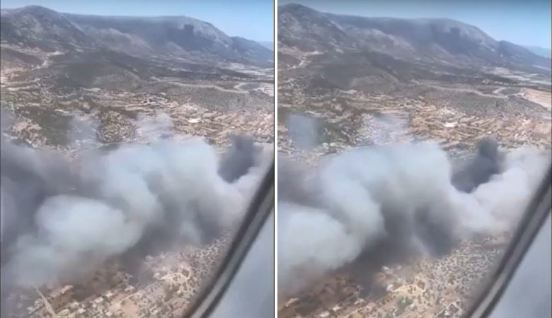 Σοκάρει από ψηλά η κόλαση φωτιάς στην λεωφόρο Βάρης-Κορωπίου – Βίντεο από αεροπλάνο