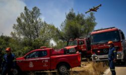 «Μάχη» με διάσπαρτες εστίες φωτιάς δίνουν οι πυροσβέστες στο Σοφικό Κορινθίας